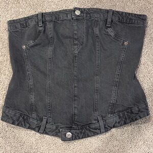 Zara Black Denim Corset Top